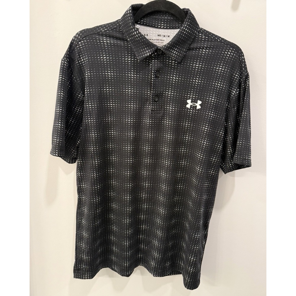 Under Armour Men's M The Playoff Polo Shirt Loose Fit Golf Casual Black Design